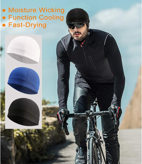 3 Pack Cooling Skull Cap Helmet Liner Sweat Wicking Cycling Running Hat for Men Women...
