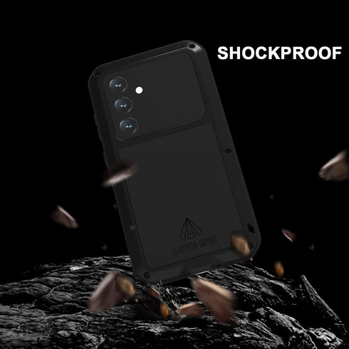 LOVE MEI Military Rugged Case For Samsung Galaxy S24 5G, with Tempered Glass Screen Protector, Shockproof Dustproof Scratch Proof Hybrid Metal and...
