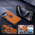 Leather Material with Metal Magnetic Folding Stand,Luxury Leather Invisible Stand Phone Case Cover for iPhone 12-15 (Brown,iPhone13 Pro)...