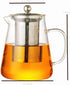 JIABO (32 oz/ 950 ml) Glass Teapot with Removable Stainless Steel Infuser,Borosilicate Glass Teapots,Tea Kettle,Stovetop Safe & Electric Stove Saf...