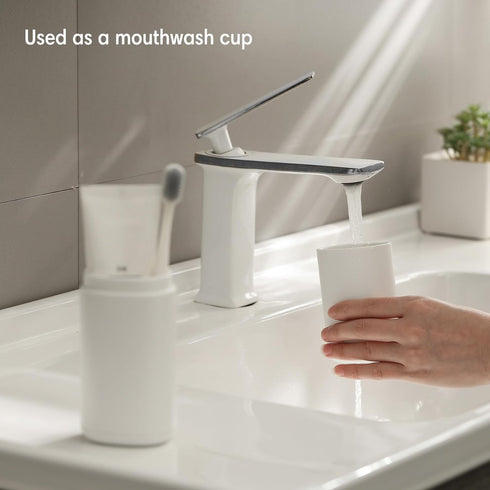 Travel Toothbrush Case, Portable Tooth Brush Holder and Toothpaste Cover Container with Mouthwash Cup, Compact Oral Clean Tools Organizer for Trav...