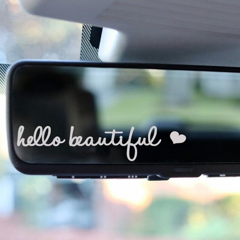 3pcs Hello Beautiful Rearview Mirror Decal Vinyl Car Decals for Women Vanity Mirror Stickers Girl...