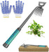 Weed Puller Tools Sharp Weeding Tool High Manganese Steel Weed Remover Tool, Grass Root Removal Tool with Handle 6 Teethes Dual Purpose Hand Weede...