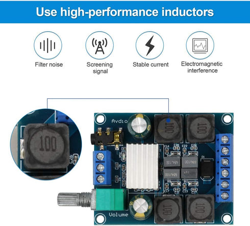 2Pcs Digital Amplifier Board,TPA3116D2 Dual Channel Audio Stereo AMP High Power Digital Subwoofer Power Amplifier Board 2x50W 5V 12V 24V for Store...