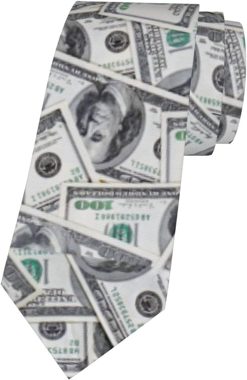 American Money Mens Tie Money Us 100 Hundred Dollar Bill Necktie,Fun Print Woven Slim Neck Ties for Men...