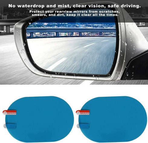 Qiilu 2 Pieces Car Rearview Mirror Film, Rainproof Waterproof Mirror Film Anti Fog Film Blind Spot Mirror for Car Rear View Mirrors Side Windows O...