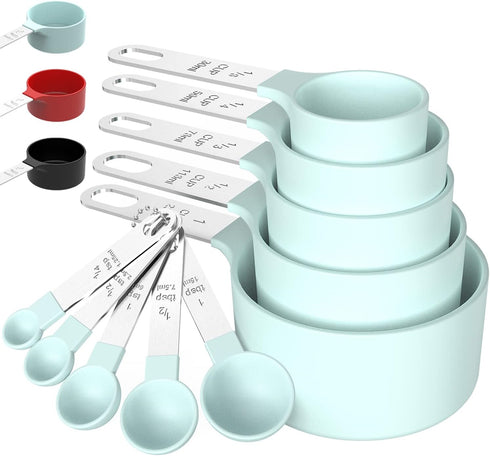 TILUCK Measuring Cups & Spoons Set, Stackable Cups and Spoons, Nesting Measure Cups with Stainless Steel Handle, Kitchen Gadgets for Cooking & Bak...