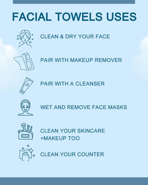 LUXU Clean Face Towels,Disposable Face Towel, Facial Washcloth, Makeup Remover Dry Wipes,25 Ct,2 Pack,Clean Facial Towels for Sensitive Skin,Soft ...