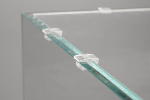 LANDEN Low-Profile Clear Acrylic Aquarium Glass Cover Clips, Holder for 4mm Glass Lid - 12pcs/Pack, Minimalist, Compatible with Rimless Tanks of A...