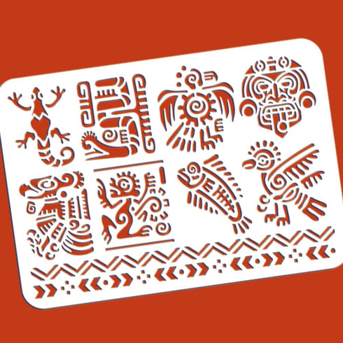 BENECREAT Mayan Stencils, 12x8" Aztec Symbol Painting Templates Reusable Mexico Stencils Template for Scrapbooking, Photo Album, Floor Furniture, ...