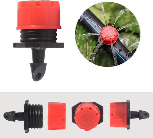 100pcs Drip Irrigation Fittings 360 Degree Adjustable Irrigation Drippers Sprinklers 1/4 Inch Drip Fittings for Watering System...