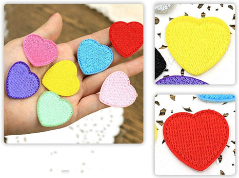MSCFTFB 33 Pieces Small Heart Iron on Patches Sew Embroidered Patches Appliques Garment Embellishments for Clothing Jackets Backpack Shoes Repairi...