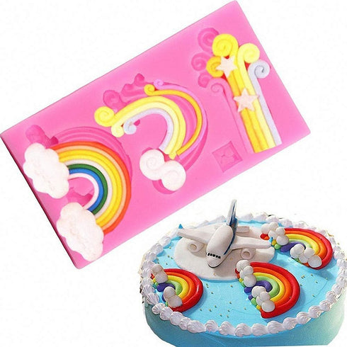 Fewo Rainbow and Cloud Fondant Molds Silicone Gum Paste Polymer Clay Resin Sugar Craft Mould Birthday Party Baby Shower Cake Cupcake Decorating To...