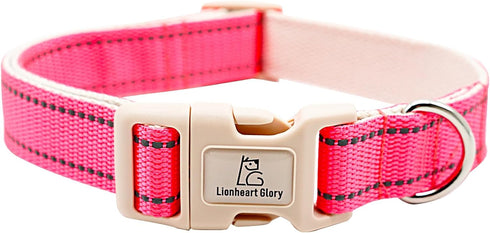 Lionheart glory Dog Collar Reflective Dog Collars Female Male Pet Collar Pink Collar Dog Adjustable Durable Soft Classic Collar for Small Dogs Pet...