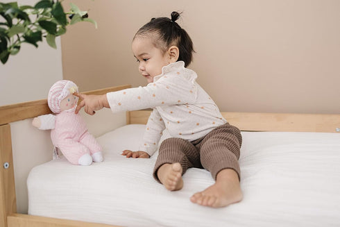 Soft Baby Doll - Cuddly and Soft - Perfect First Baby Doll for Infants and Toddler - Cute Pink and White Outfit - No Hard Parts - Nontoxic First D...