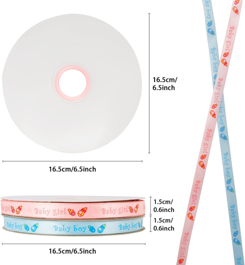 Baby Boy Ribbons, Light Blue Celebration Double Face Satin Craft Ribbon, 4/8 Inch x 100Yard, Perfect for Baby Showers Birthday Party Favors Gift W...