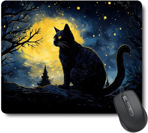 Black Cat Mouse Pad Cute,Anime Cat Mouse Pads for Wireless Mouse Desk Accessories,Mousepad with Non-Slip Rubber Base,Gaming Mouse Pad,Mouse Mat De...