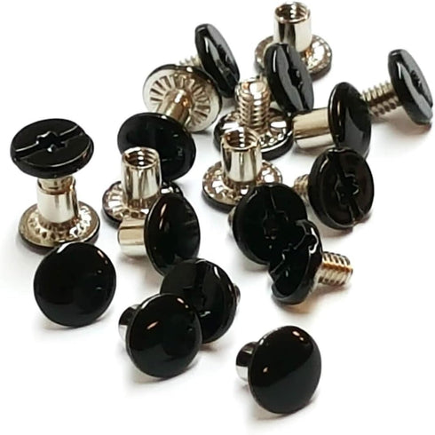 10 Pack 1/4 Black Oxide Premium Chicago Screws With Grips-Leather Fastener...