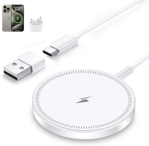 MagSafe Charger Magnetic Wireless iPhone Charge Compatible with iPhone 16 15 14 Pro Max Plus 13 12 Pro Max & AirPods 4 3 2 Pro - Charging Pad Dock...