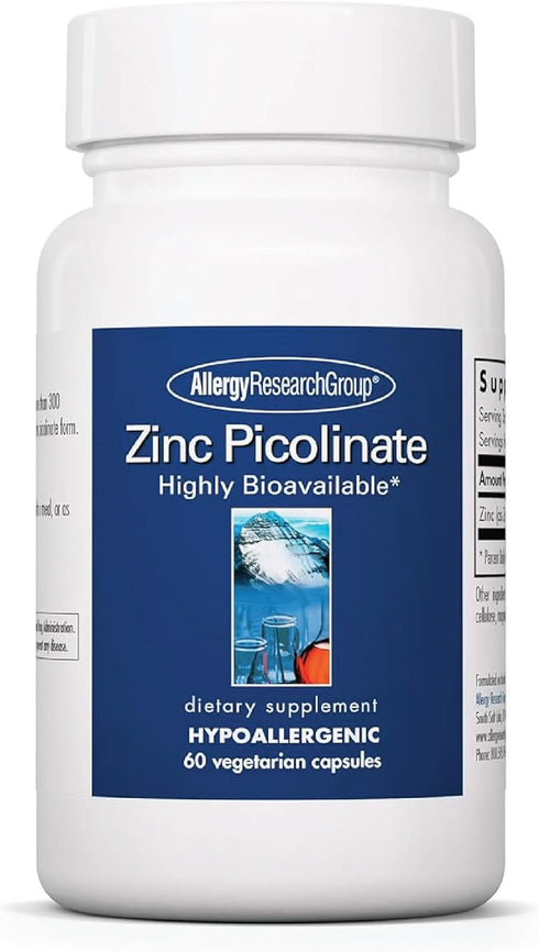 Allergy Research Group Zinc Picolinate Supplement - Supports Normal Health Immune Response, Highly Bioavailable, Well-Absorbed, Hypoallergenic, Ve...