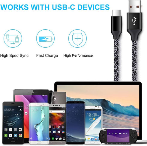 Fast Charging Charger Cable for Samsung Galaxy A11 A01 A21 A51 A71 A9 A12 A32 A52 A72 A13 A10E A03s A15 A14, S24 S23 S22 S21+ S20 FE Note 20 Ultra...