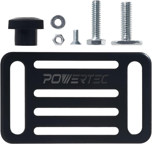 POWERTEC Toggle Clamp Mounting Plate with Hex Bolts, T-Track T Bolts and Adjustable Mounting Slots for T Track Clamp, Woodworking Jigs and Fixture...