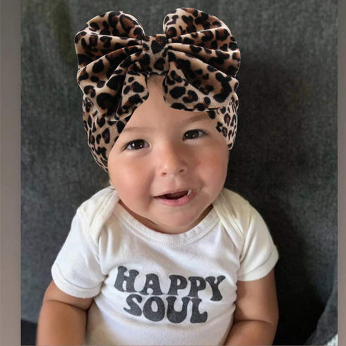 YanJie Leopard Baby Girl Hair Bow Headbands Soft Velvet Baby Bows Newborn Handmade Hair Hairbands Accessories Wide Headwraps for Toddler Kids Infa...