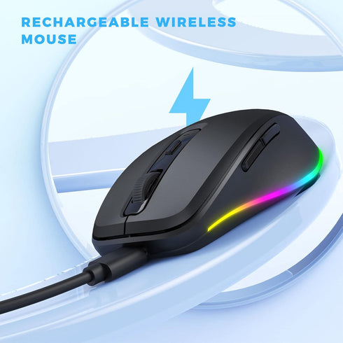 PEIOUS Wireless Mouse, Mouse Jiggler - LED Wireless Mice with Build-in Mouse Jiggler Mover, Rechargeable Moving Mouse for Computer with Undetectab...