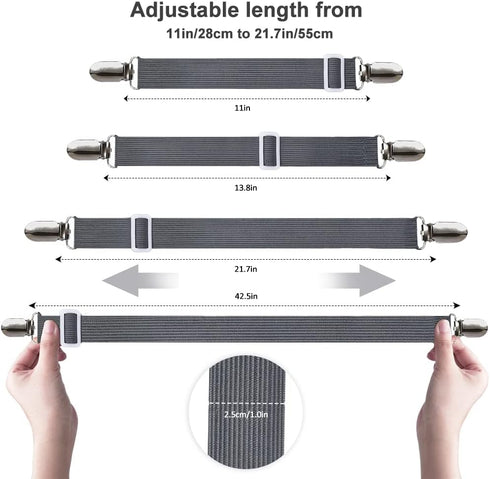 Sheet Fasteners, Sopito 4pcs Adjustable Elastic Straps to Keep Sheets in Place Heavy Duty Non Slip Bed Cover Grippers Clips for Crib to King Size ...