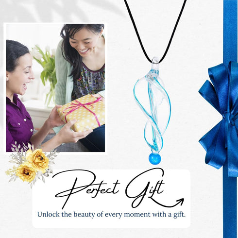 Murano Inspired Twist and Twirl Glass Pendant Necklace for Women Handcrafted Artisan Hypoallergenic Italian Style Jewelry...