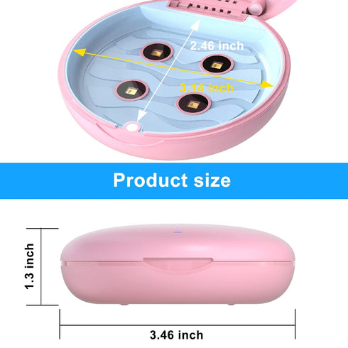 Retainer Case Orthodontic Dental Case, UVC Disinfectant Aligner Case with Vent Holes Mirror, UV Light Denture Box Slim, Retainer Holder Box for Mo...