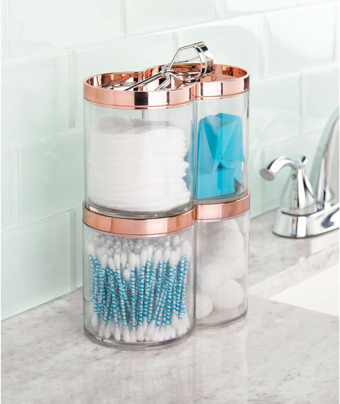 mDesign Plastic Canister Jar Organizer Set with Storage Lid - Home Decor Holder for Bathroom/Restroom Vanity Countertop, Cabinet - Holds Cotton Ba...