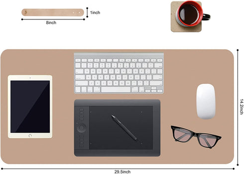 Leather Mouse Pad,Extended Desk Pad for Keyboard and Mouse Non-Slip Study Desk Writing Pad Desktop Protector for Home Office Accessories,30"x 14"(...