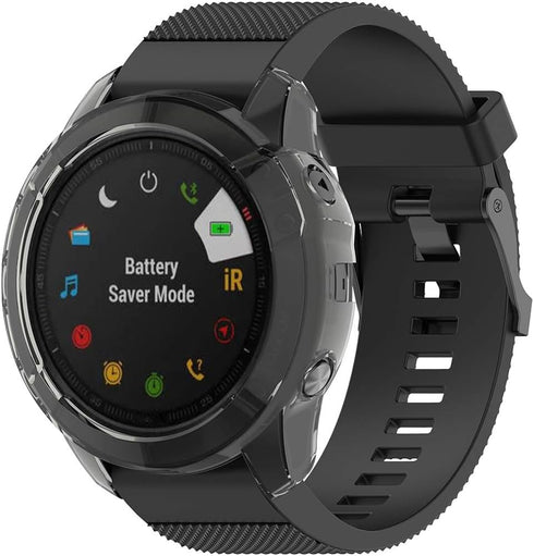 MOTONG for Garmin Fenix 6X Transparent TPU Protective Case - TPU Protective Case Cover Shell for Garmin Fenix 6X(TPU Black)...