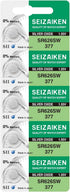 377 SR626SW 1.55V 0% Hg Silver Oxide Watch Battery (5 Batteries) Made in Japan by Seiko...