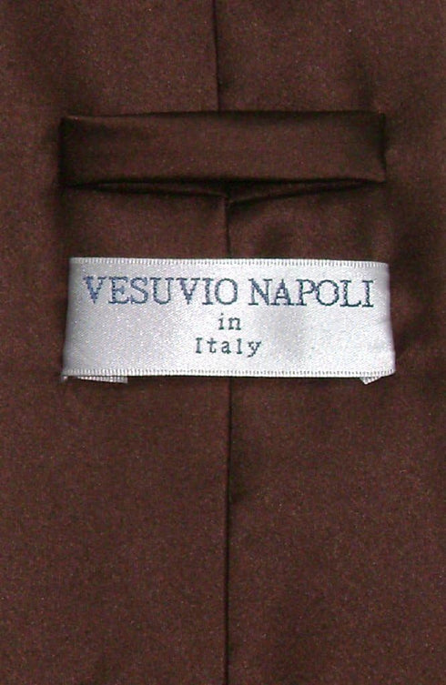 Vesuvio Napoli Solid CHOCOLATE BROWN NeckTie & Handkerchief Men's Neck Tie Set...