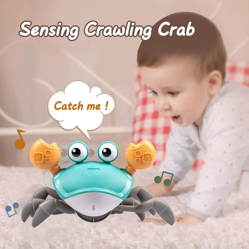 Crawling Crab Baby Toys - Infant Tummy Time Toy Gifts 3 4 5 6 7 8 9 10 11 12 Babies Boy Girl Dancing Walking Moving Learning Crawl 0-6 to 12-18 Mo...