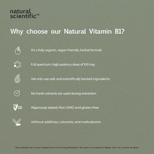 Vitamin B1 (Thiamine) Supplement 100mg - from Organic Guava and Tulsi - Plant-Based, Gluten-Free, Vegetarian, Non-GMO - 60 Capsules - Premium Diet...