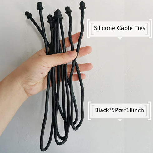 5Pcs 18in Silicone Cable Tie, Cord Organizer for Bundling Earphone, Computer Cords, Reusable Straps for Home, Office, Kitchen, Dia 5mm...