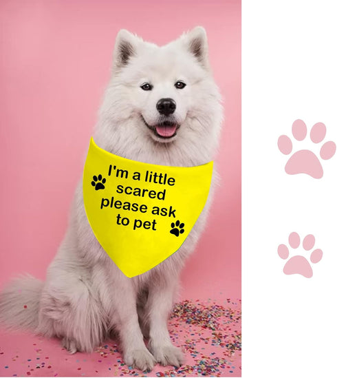 JXGZSO 1 Piece Nervous Anxious Dog Bandana Ask to Pet Dog Bandana Nervous Dog Gear (a Little Scared D)...