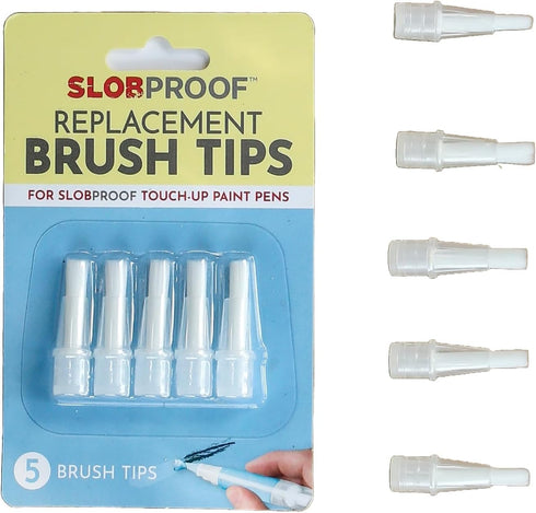 Slobproof 5-Pack Replacement Brush Tips for Refillable Touch up Paint Pen, Refillable Paint pens for Walls, Touch up Work, Fillable Paint Pens for...