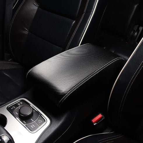 AAGiiLEEYO Car Center Armrest Covers Fit for 2011-2021 Jeep Grand Cherokee Carber Fiber Pattern Black Leather Covers Center Console Covers...