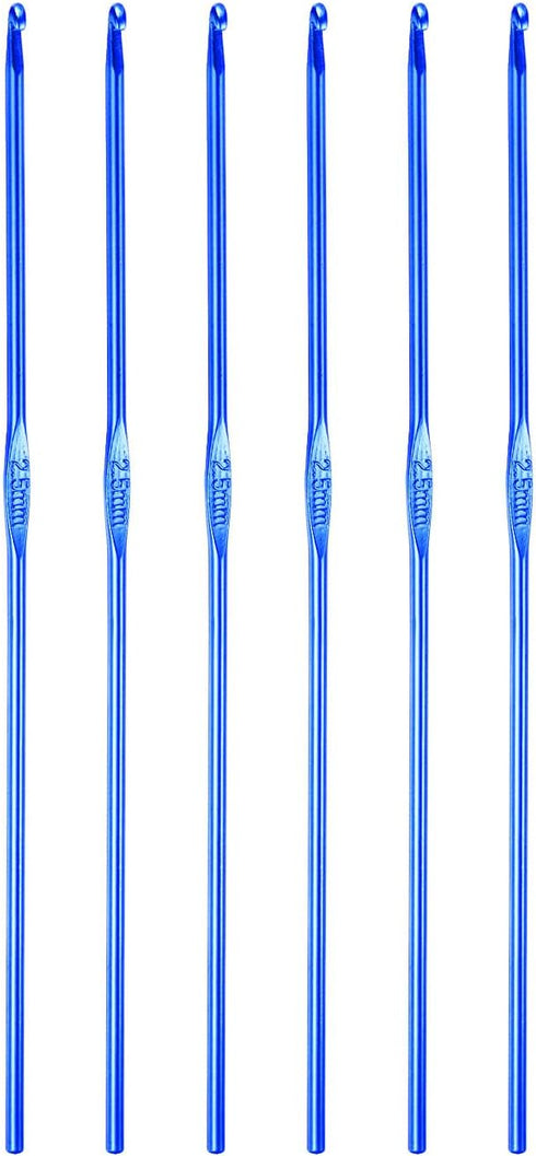 Aluminum Crochet Hook 2.5mm Knitting Needles for DIY Craft Yarn Blue 6Pcs......