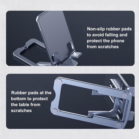 DTech Foldable Cell Phone Stand Holder Aluminum Adjustable Height Nonslip Adhesive Portable Cellphone Cradle for Desk Office Table Home Travel Mob...