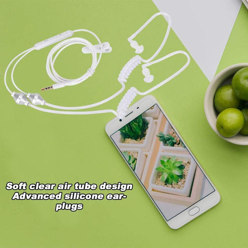 3.5mm Mobile Phone Headset, Stereo Air Tube Wired Earphone Anti-Radiation in-Ear Headphones with Volume Control, Built-in Microphone...