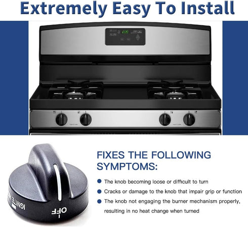 4Pcs 8273103 Gas Range Burner Knob Black Replacement Part Fit for Whirlpool Range Stove, Replaces AP6012363, 8273107, 8273111, ER8273103, Not Univ...
