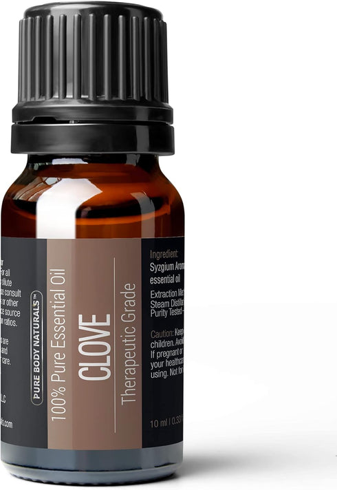 Pure Body Naturals Clove Bud Essential Oil, 10 ml - Pure and Undiluted Therapeutic Grade for Aromatherapy Diffuser and Relief...