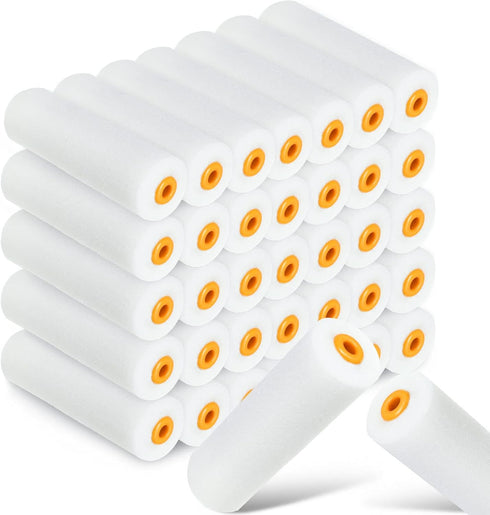 40 Pcs Foam Paint Roller Covers 4 Inch Small High Density Paint Roller Mini House Paint Rollers for Painting Wall Ceiling Cabinet Cupboard Door, W...