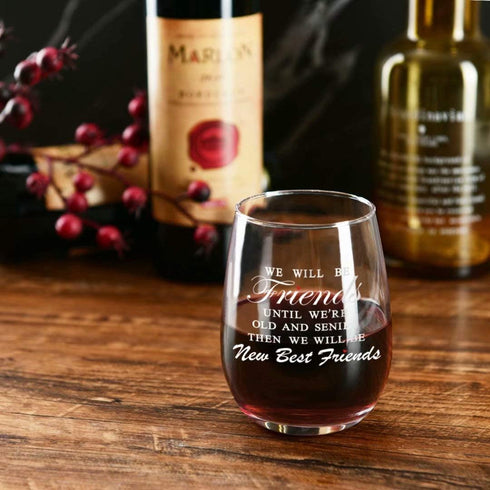 JERIO We Will Be Friends Until We Are Old And Senile, Friend Gifts 30th 40th 50th 60th Birthday Gifts for Women, BFF, Roommate, Her,15 oz Stemless...
