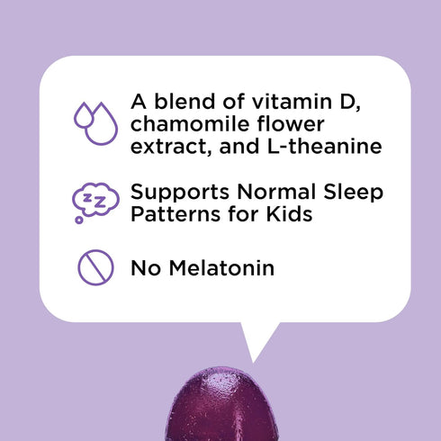 OH MY VIT! Pequeños Dreamz Kids Sugar & Melatonin Free Gummies, Supports Normal Sleep with Chamomile & L-Theanine, Blueberry Flavor for Children a...